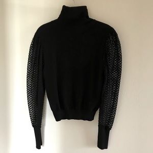 Zara Knit turtleneck with sheer pattern sleeves